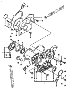  Двигатель Yanmar 4TNV84-DMW, узел -  Корпус редуктора 
