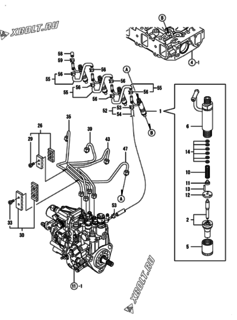  Двигатель Yanmar 4TNV84-DMW, узел -  Форсунка 