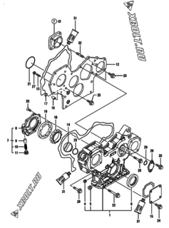  Двигатель Yanmar 4TNV84-LU2, узел -  Корпус редуктора 