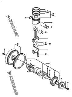  Двигатель Yanmar 4TNV84-LU2, узел -  Коленвал и поршень 