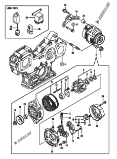  Двигатель Yanmar 4TNV84-LU2, узел -  Генератор 
