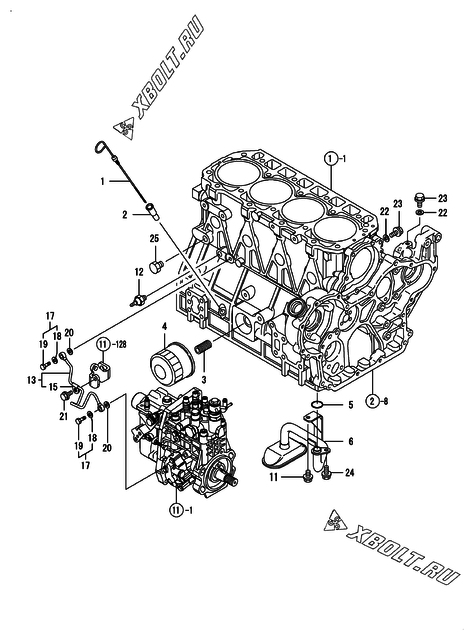  Система смазки двигателя Yanmar 4TNV94L-SBK