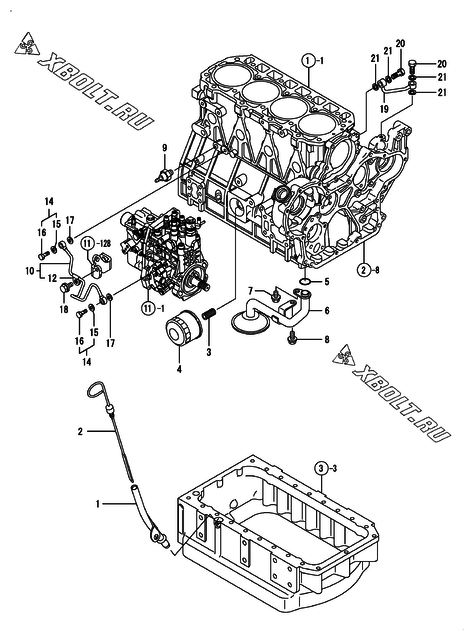 Система смазки двигателя Yanmar 4TNV94L-NU2