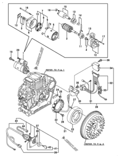  Двигатель Yanmar L48V6CA1T1AA, узел -  Стартер и генератор 