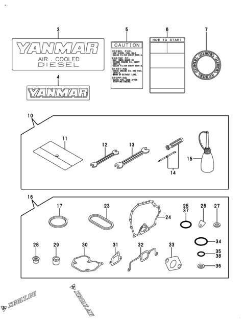  Инструменты, шильды и комплект прокладок двигателя Yanmar L48V6CF1T1AA