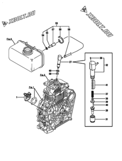  Двигатель Yanmar L100V6CA1T1AA, узел -  Топливный насос высокого давления (ТНВД) и форсунка 