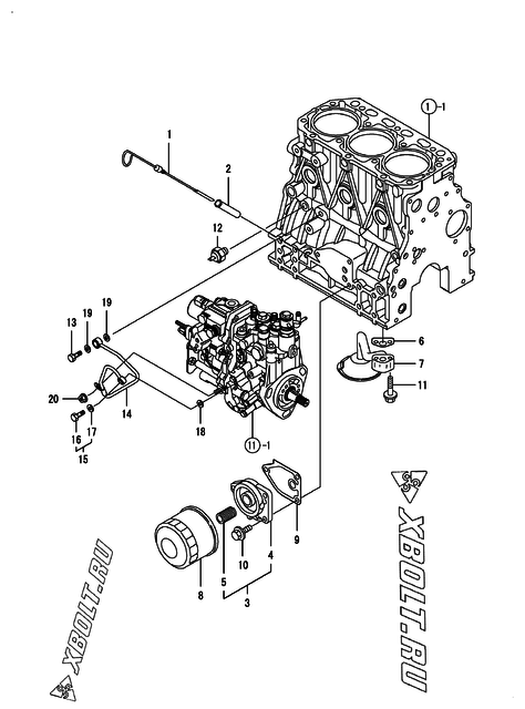  Система смазки двигателя Yanmar 3TNV88-GGEP
