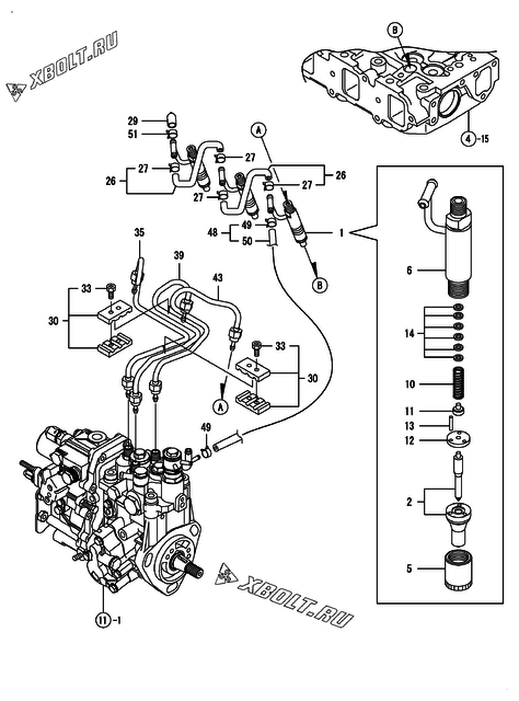 Форсунка двигателя Yanmar 3TNV88-GGEP