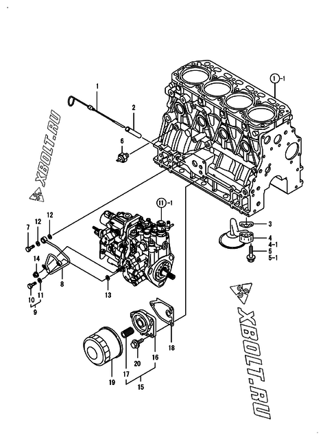  Система смазки двигателя Yanmar 4TNV88-GGEP