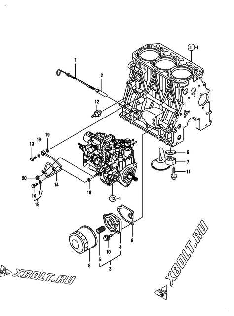 Система смазки двигателя Yanmar 3TNV88-GYM