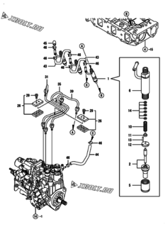  Двигатель Yanmar 3TNV84T-GYM, узел -  Форсунка 