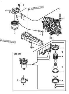  Двигатель Yanmar 3TNV84T-GYM, узел -  Топливопровод 