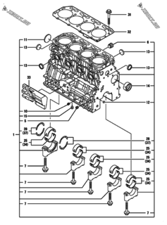  Двигатель Yanmar 4TNV88-GYM, узел -  Блок цилиндров 