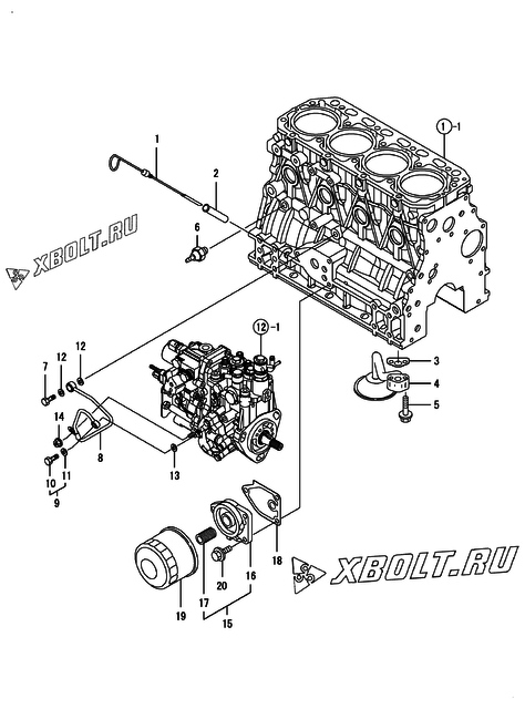  Система смазки двигателя Yanmar 4TNV88-GYM