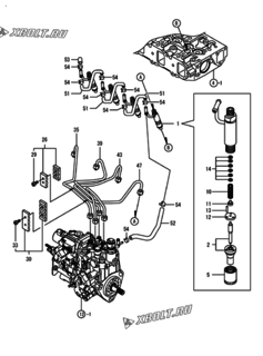  Двигатель Yanmar 4TNV88-GYM, узел -  Форсунка 