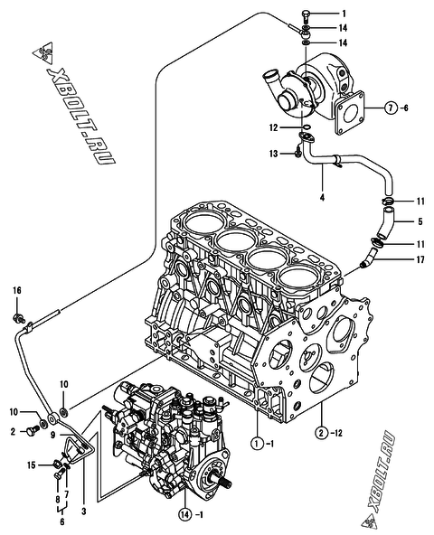  Система смазки двигателя Yanmar 4TNV84T-GYM