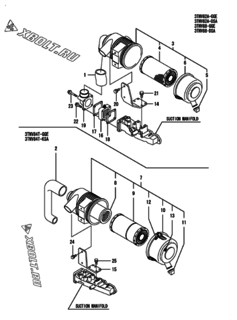  Двигатель Yanmar 3TNV88-DSA, узел -  Воздушный фильтр 