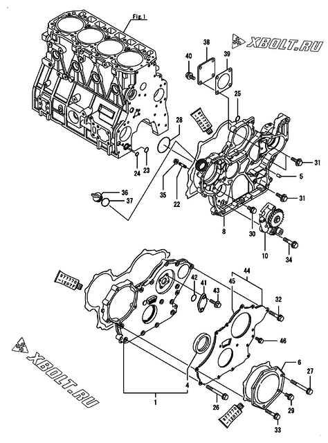  Корпус редуктора двигателя Yanmar 4TNV98-GGEP