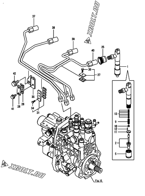  Форсунка двигателя Yanmar 4TNV98-IGEP