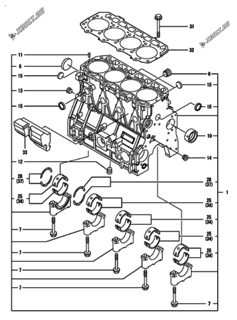  Двигатель Yanmar 4TNV98T-GGEP, узел -  Блок цилиндров 