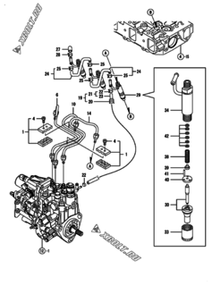  Двигатель Yanmar 3TNV88-DSAP, узел -  Форсунка 