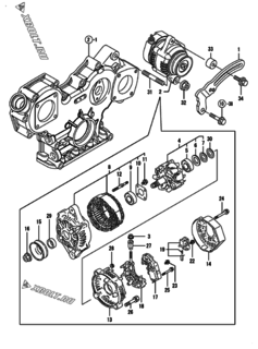  Двигатель Yanmar 3TNV88-DSAP, узел -  Генератор 