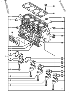  Двигатель Yanmar 4TNV88-DSAP, узел -  Блок цилиндров 