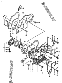  Двигатель Yanmar 4TNV88-DSAP, узел -  Корпус редуктора 