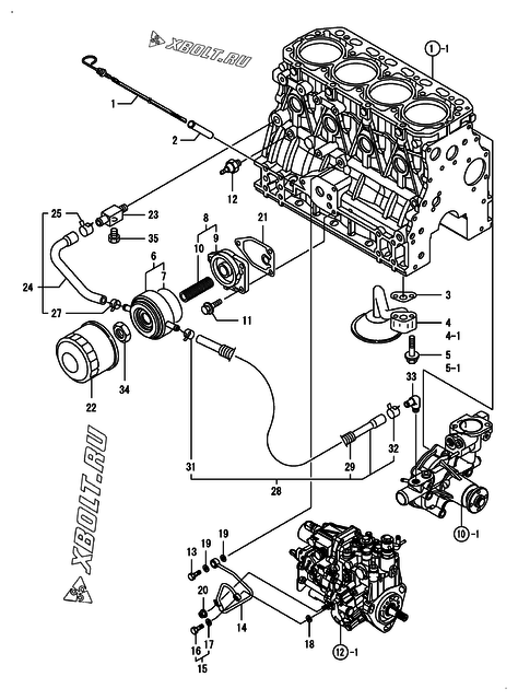  Система смазки двигателя Yanmar 4TNV88-DSAP