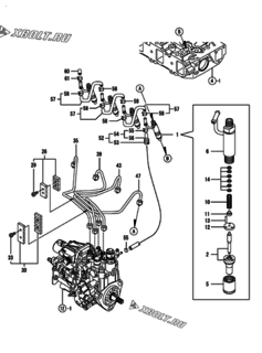  Двигатель Yanmar 4TNV88-DSAP, узел -  Форсунка 