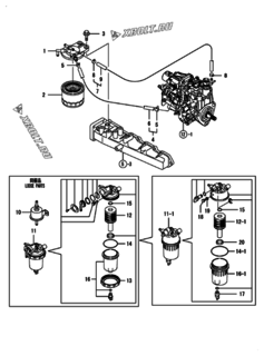  Двигатель Yanmar 4TNV88-DSAP, узел -  Топливопровод 