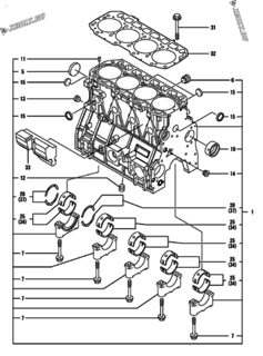  Двигатель Yanmar 4TNV98-NSAP, узел -  Блок цилиндров 
