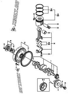  Двигатель Yanmar 4TNV98T-NSAP, узел -  Коленвал и поршень 