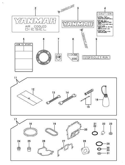  Инструменты, шильды и комплект прокладок двигателя Yanmar L70N6DA1F1AA