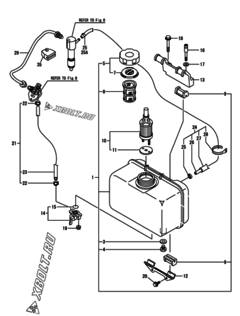  Двигатель Yanmar L100N5EA1C1AA, узел -  Топливный бак и топливопровод 
