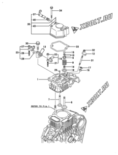  Двигатель Yanmar L100AE-DIMYC, узел -  Головка блока цилиндров (ГБЦ) 