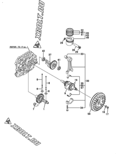  Двигатель Yanmar L100AE-DIMYC, узел -  Коленвал, поршень и распредвал 
