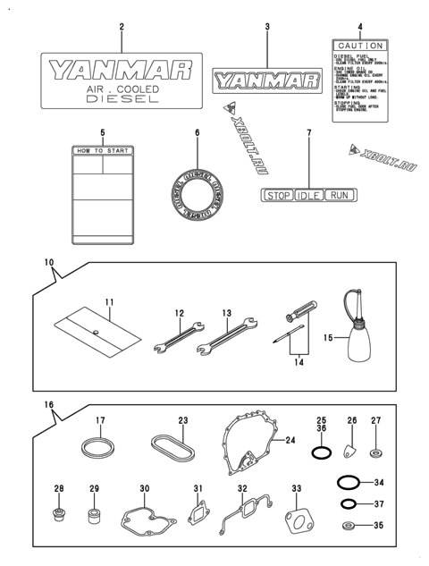  Инструменты, шильды и комплект прокладок двигателя Yanmar L48V6DF1F1AA