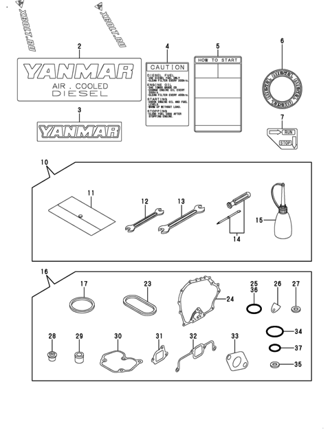  Инструменты, шильды и комплект прокладок двигателя Yanmar L48V6EF1C1AA