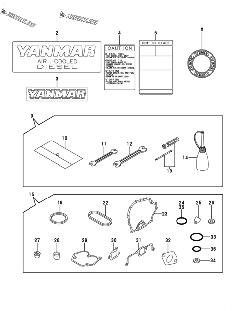  Инструменты, шильды и комплект прокладок двигателя Yanmar L48V6AF1R1AA