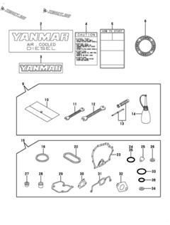  Двигатель Yanmar L48V6AF1R1AA, узел -  Инструменты, шильды и комплект прокладок 