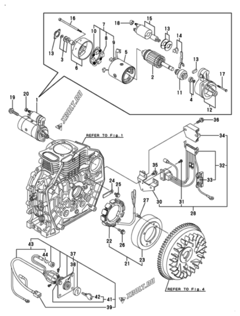  Двигатель Yanmar L70V6GA1T1AA, узел -  Стартер и генератор 