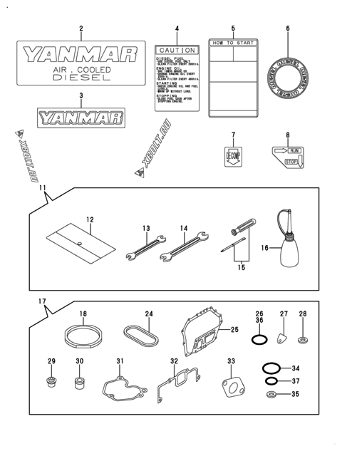  Инструменты, шильды и комплект прокладок двигателя Yanmar L70V6EF1C1AA