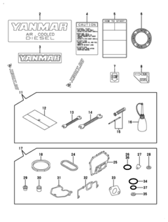  Двигатель Yanmar L70V6EA1C1AA, узел -  Инструменты, шильды и комплект прокладок 