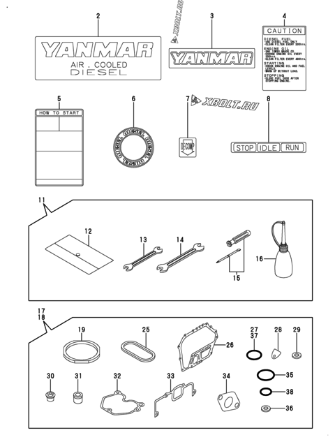  Инструменты, шильды и комплект прокладок двигателя Yanmar L70V6DA1F1AA