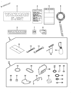  Двигатель Yanmar L100V6EJ1C1EA, узел -  Инструменты, шильды и комплект прокладок 