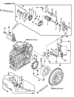  Двигатель Yanmar L100V6DA1F1AA, узел -  Стартер и генератор 
