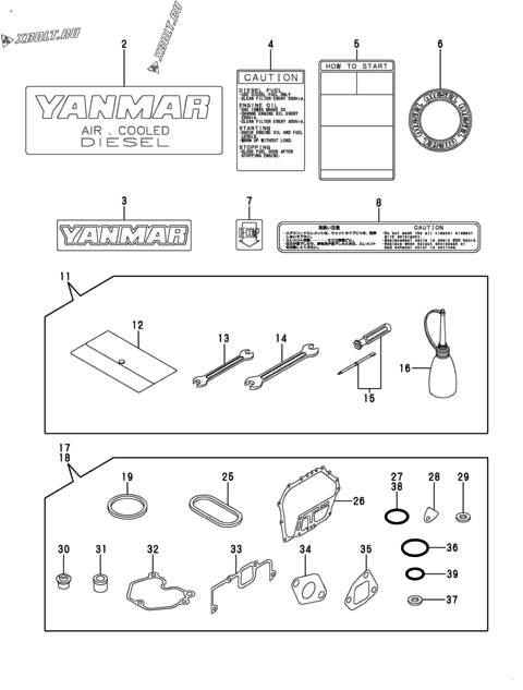  Инструменты, шильды и комплект прокладок двигателя Yanmar L100V6AA2R1AAS1