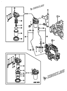  Двигатель Yanmar 3TNV76-CSAP, узел -  Топливопровод 