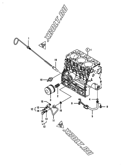  Система смазки двигателя Yanmar 3TNV70-HGEP